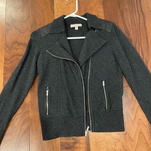 Banana Republic charcoal sweater moto jacket sz M